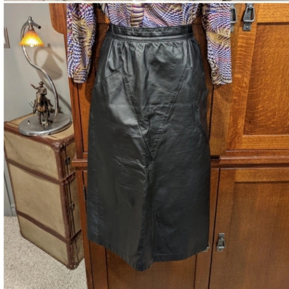 Vintage Genuine Leather Skirt - Picture 1 of 4